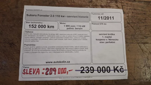 Subaru Forester 2.0 110 kw - servisní historie - foto 50