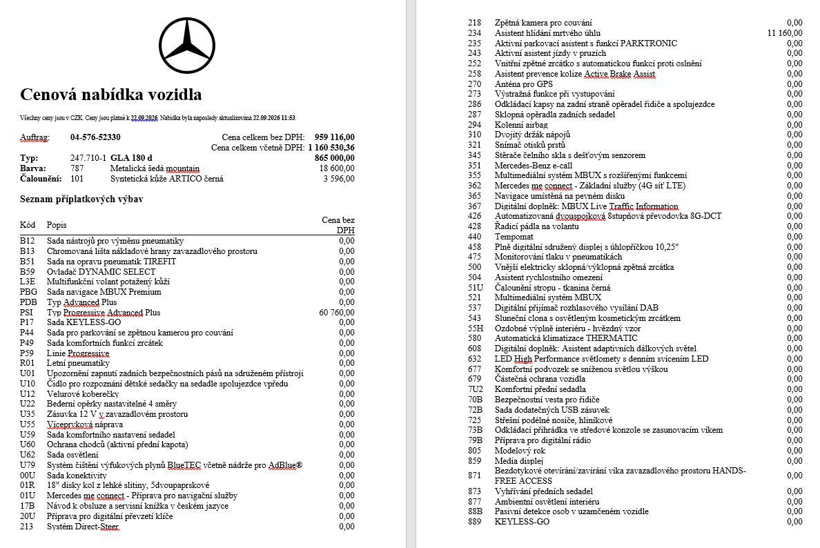 Mercedes-Benz GLA 180d, 1.majitel