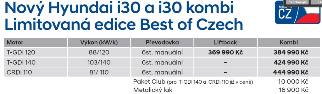 limitovaná edice Best of Czech hyundai i30